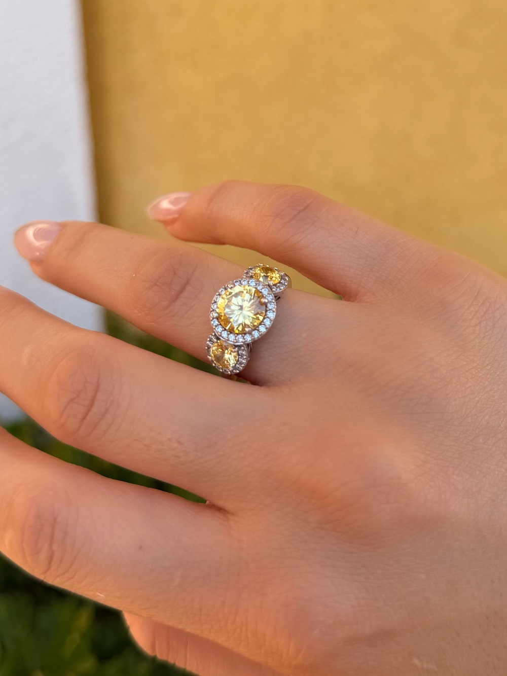Vintage Kiera Couture 925 Sterling Solver CZ & YellowCitrine Ring